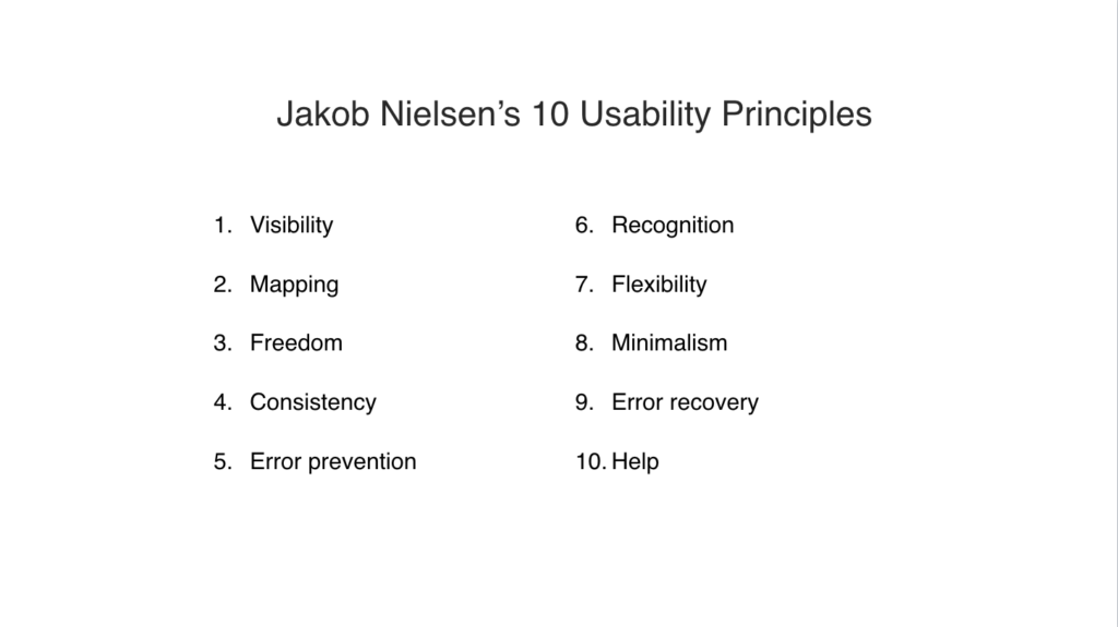 Jakob Nielsen's 10 usability principles