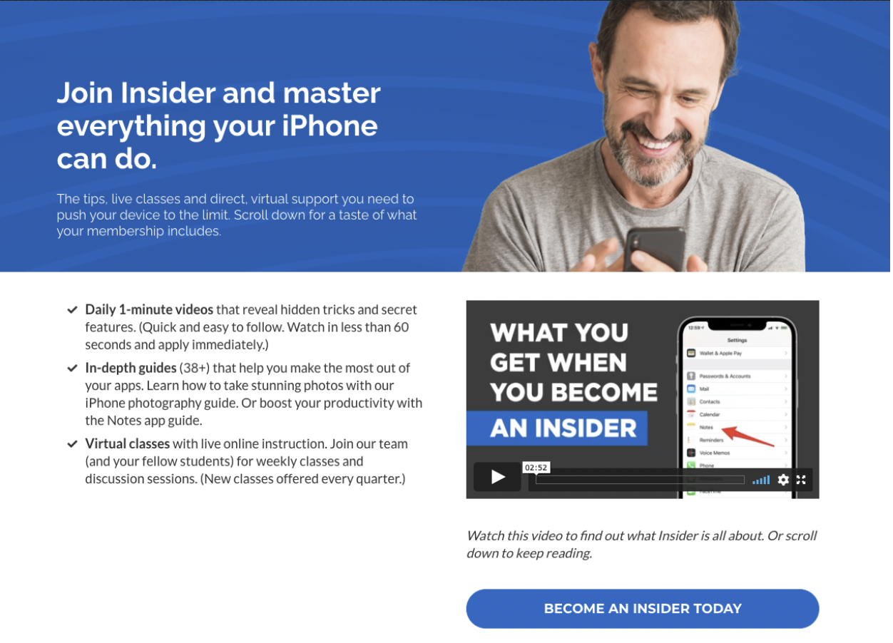 iPhone Life's landing page as an example of conversion rate optimization
