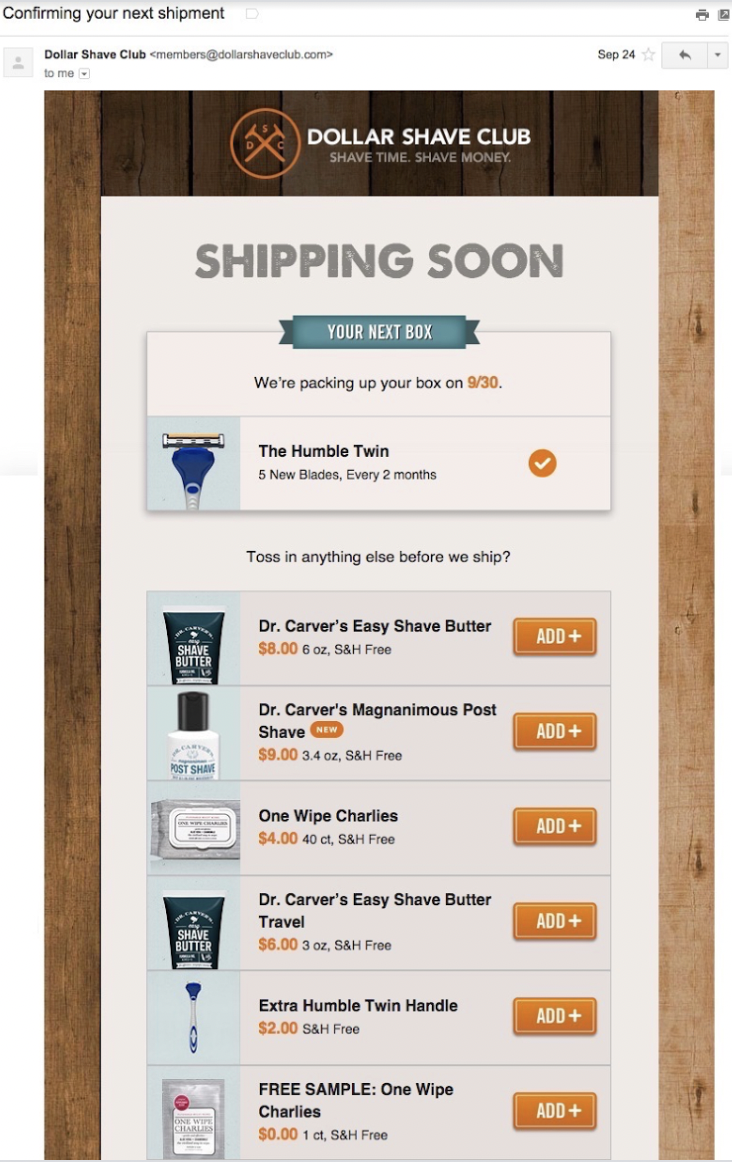 Dollar Shave Club's customer retention strategy using email marketing