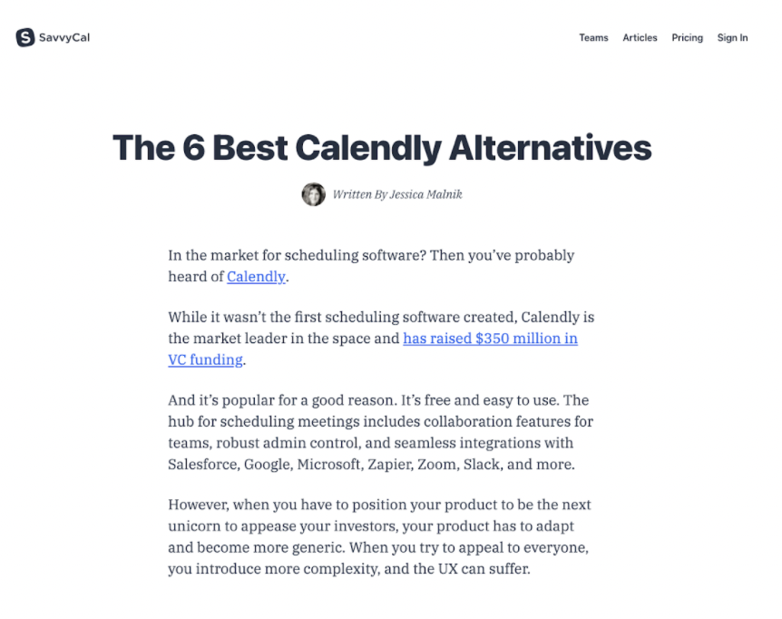 SavvyCal's article on the 6 Best Calendly Alternatives