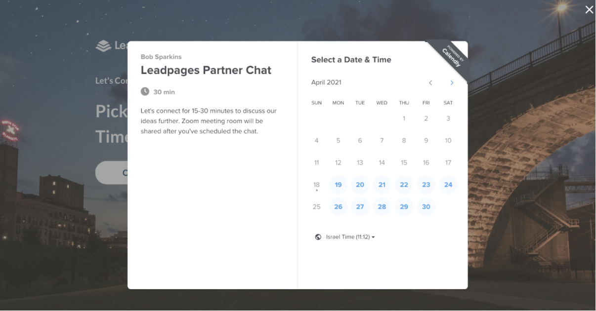 Leadpages booking call page