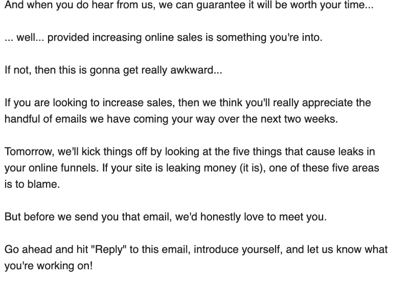 Sales funnel email sequence example 2