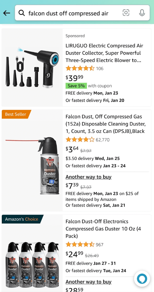 Amazon's product ribbons showing Amazon's choice and best sellers
