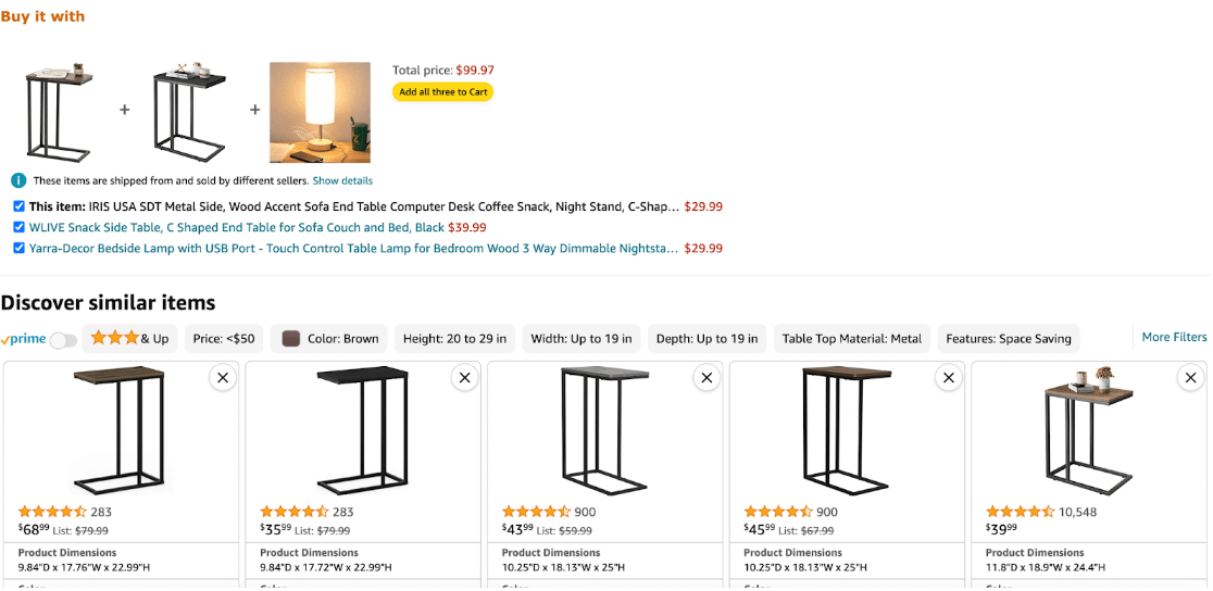 Amazon bundles on a product page